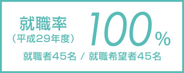 就職率（平成29年度）100%